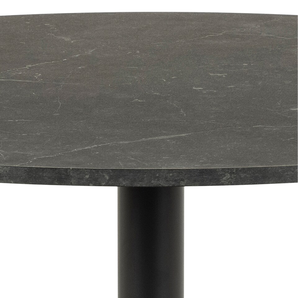 image 1 of Ibiza Round Dining Table with Black Top and Matt Black Base