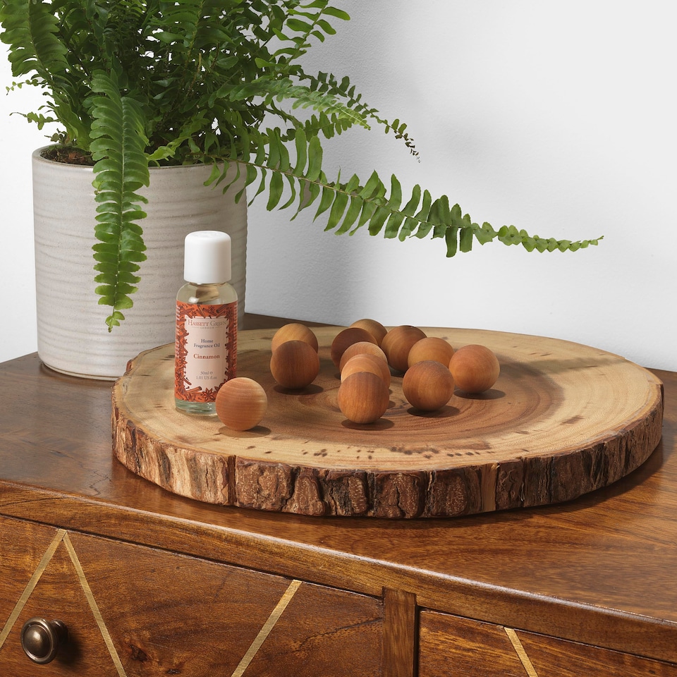 image 1 of Hassett Green London - Cinnamon - Scented Wooden Balls Pack of 12 plus 30ml Bottle of Home Fragrance Oil for Refreshing - Alternative to Pot Pourri, Diffusers, Sachets and Drawer Liners