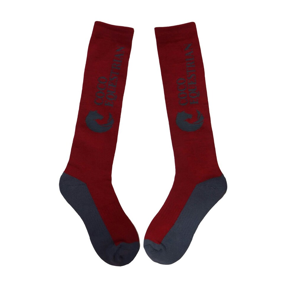 image 1 of Coco Equestrian Red Unisex Child Breathable Knee High Long Boot Horse Riding Socks - 1 Pair Red