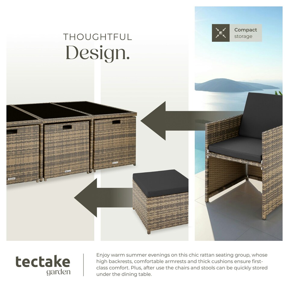 image 1 of Garden Table & Chairs New York - 10 seats with cushions, dining table, rain cover - Nature