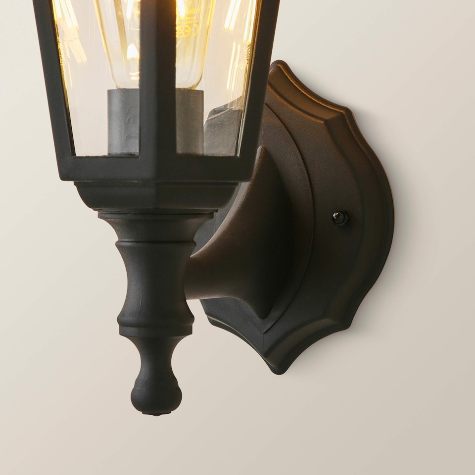 image 1 of ValueLights Black Traditional Wired Outdoor Security Lantern Wall Light