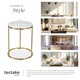 image 5 of Side Table Ellsa - marble top, steel frame, elegant design White | Gold