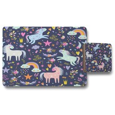 unicorns on navy (Placemat & Coaster Set)
