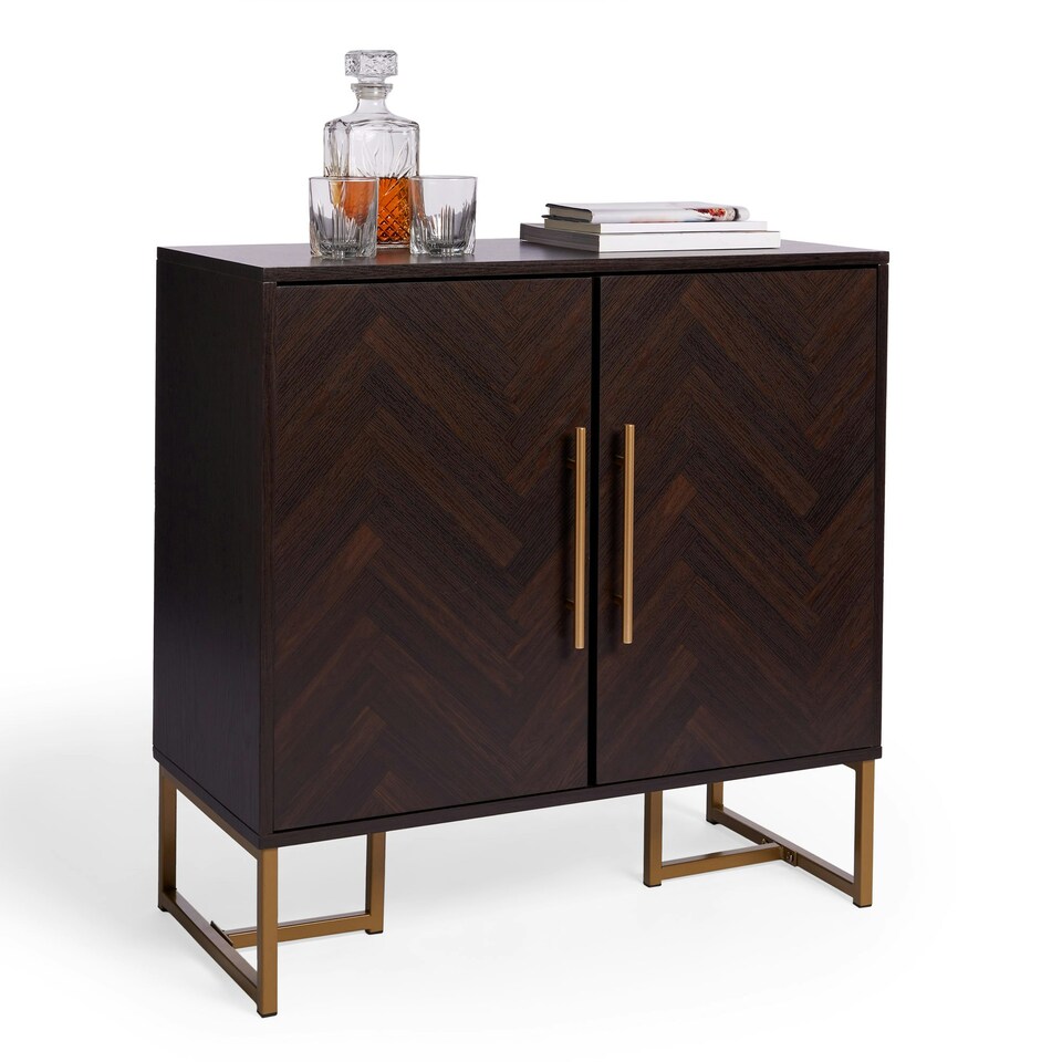 image 1 of Spinningfield Dark Wood 2 Door Storage Chevron Sideboard | Brown