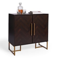 Spinningfield Dark Wood 2 Door Storage Chevron Sideboard | Brown