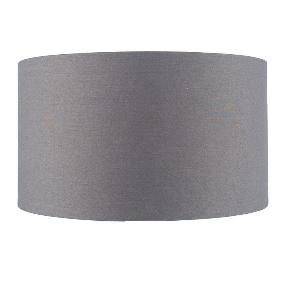 image 1 of 40cm Grey Poly Cotton Cylinder Lamp Shade Drum Table Floor Lampshade