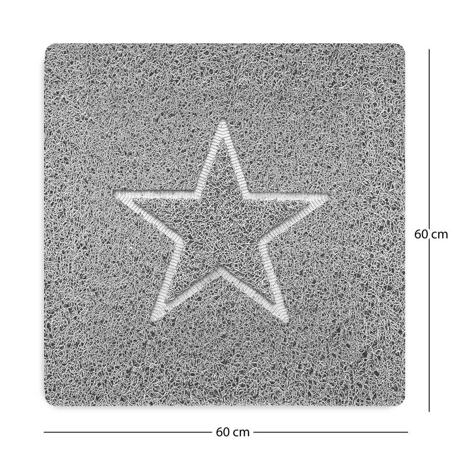 image 1 of Embossed Spaghetti Loofah Anti Slip Shower Mat - Star Grey | Square 60x60cm