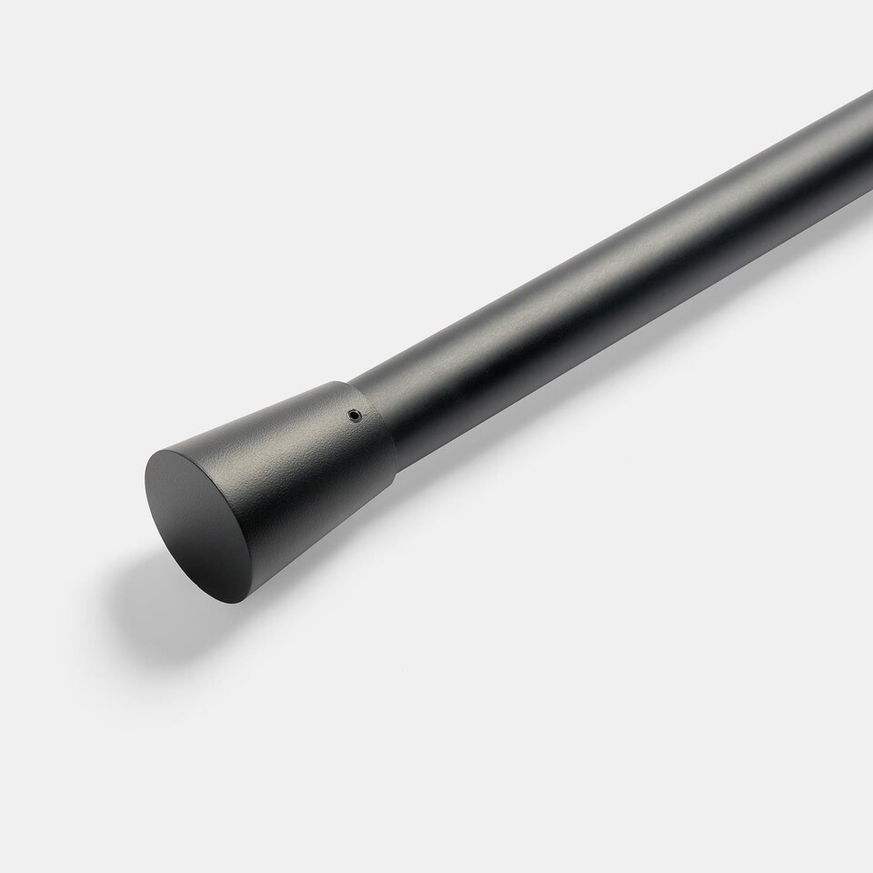 image 1 of OHS Curtain Pole Extendable 28mm Metal Finnials Trumpet End Rod Fittings | Black