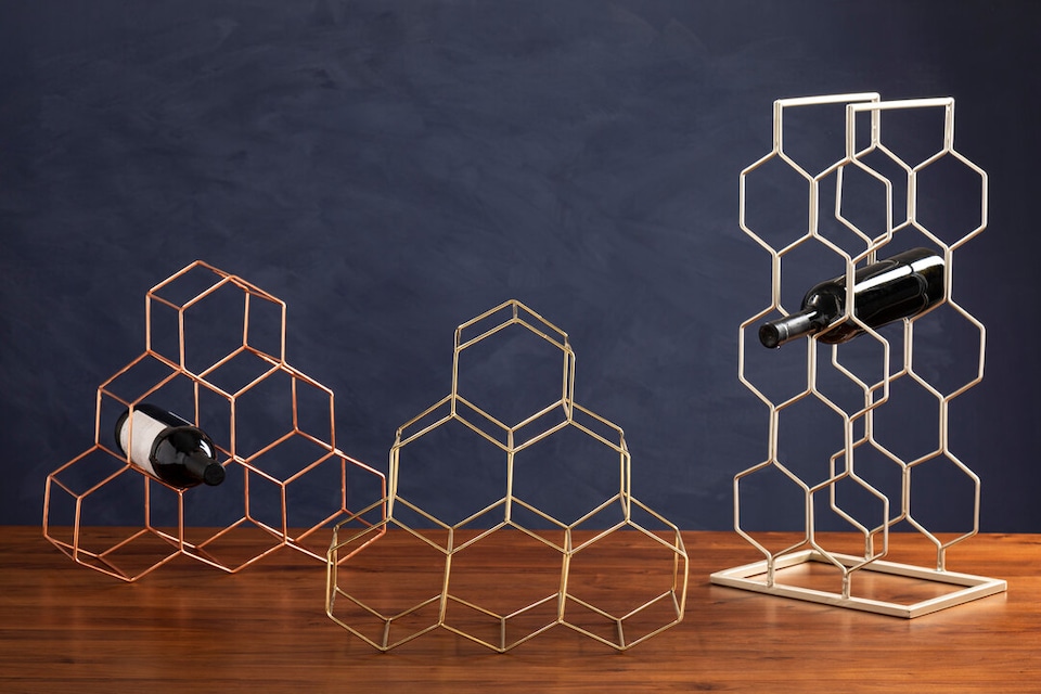 image 1 of Vertex 6 Bottle Gold Finish Wine Rack