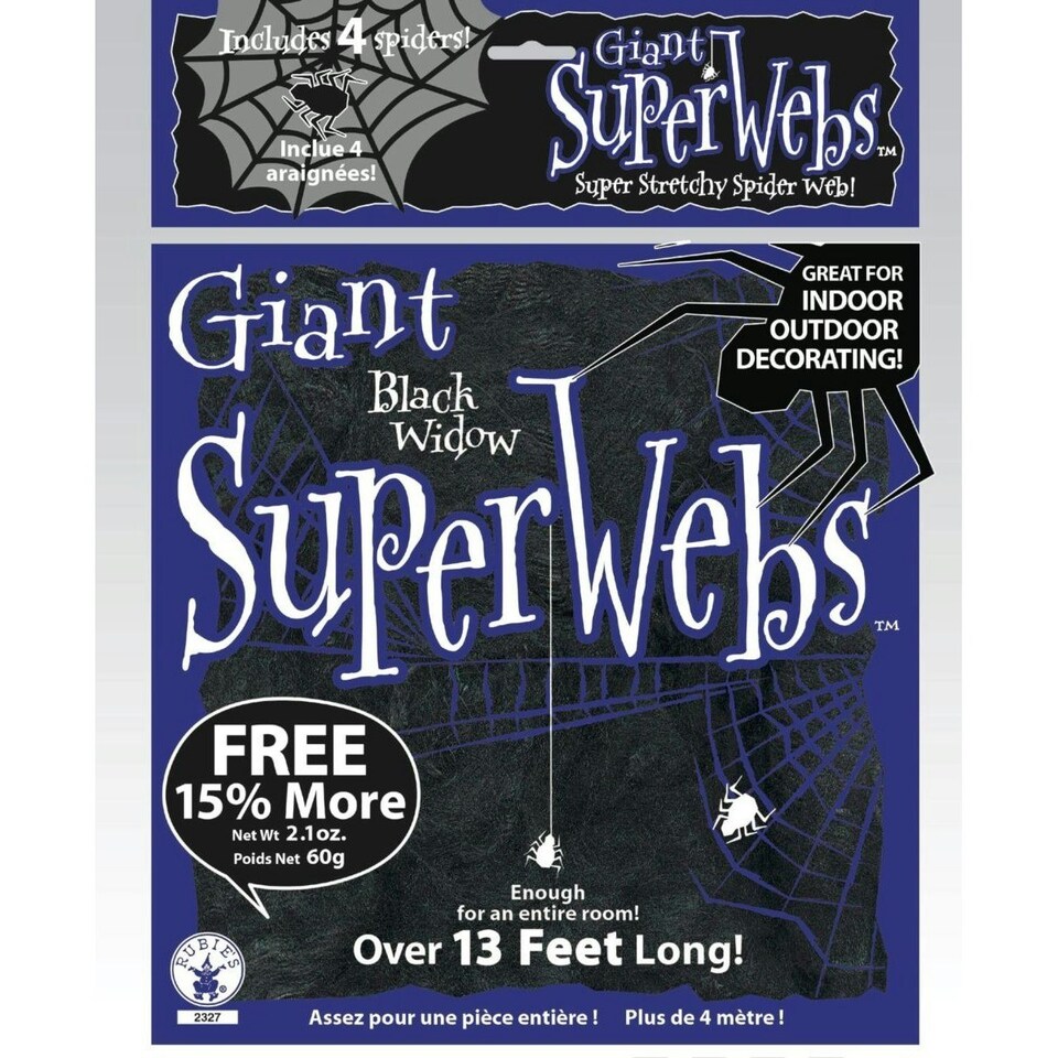 Rubies Stretch Spider Web Halloween Decoration - Black - L