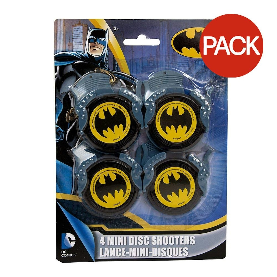 image 1 of Batman Mini Disc Shooter (Pack of 4) - Black/Yellow - One Size
