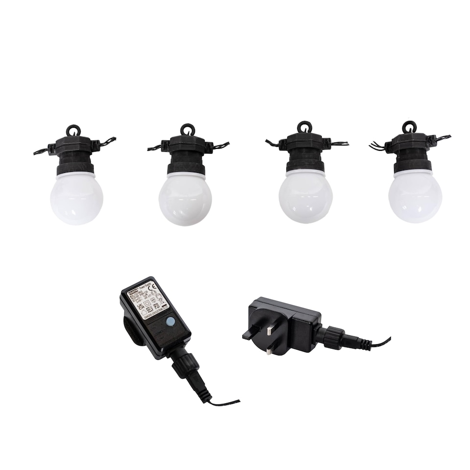 image 1 of Set of 10 Indoor Outdoor Connectable Party Festoon Lights with Cool White LEDs