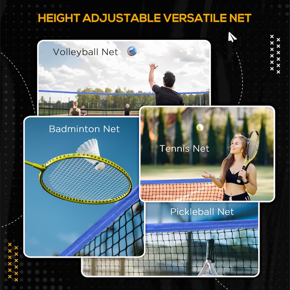 image 1 of SPORTNOW 4m Badminton Net, Adjustable Sports Net for Tennis, Volleybal, Blue