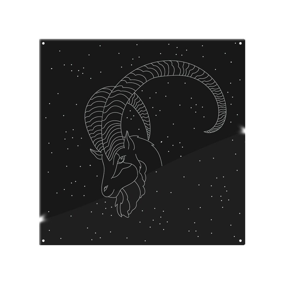 image 1 of Capricorn Zodiac Sign Dining Splash Back | White