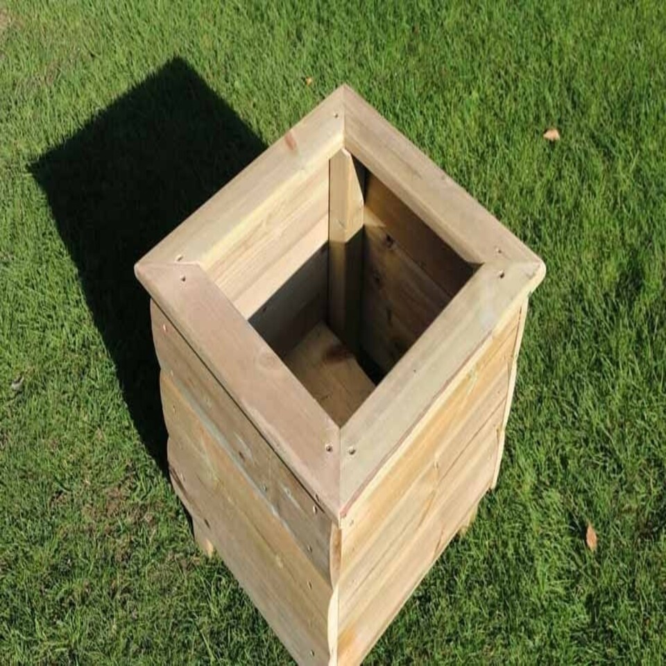 image 1 of Square Planters, Wooden Garden Pot/Tub for Plants - L40 x W40 x H40 cm - Fully Assembled Brown