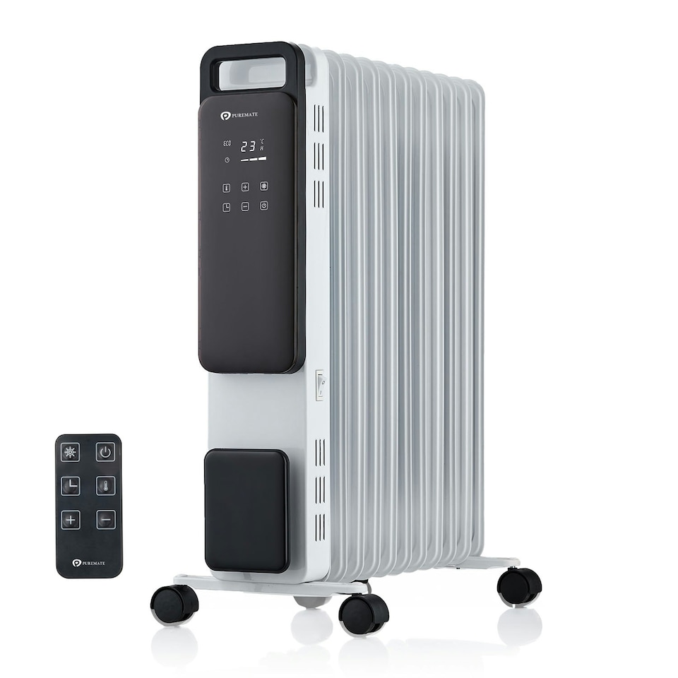 image 1 of PureMate 2500W Oil Filled Radiator, 11-Fin Portable Heater with Digital Thermostat, 24h Timer, ECO Mode & Touch Control