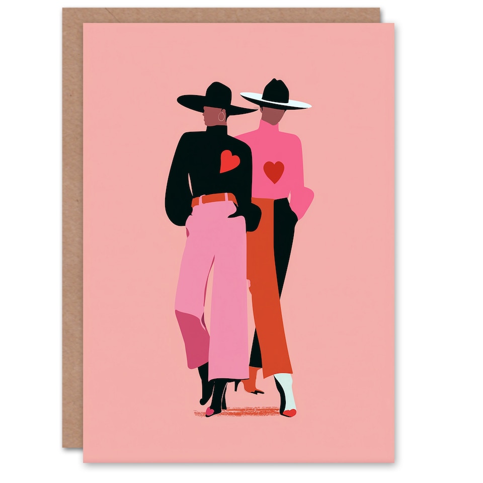 image 1 of Fashionista Cowgirls Modern Graphic Illustration Valentine's Day Card