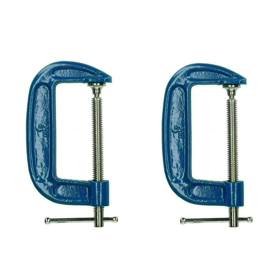 image 1 of 4" / 100mm Heavy Duty G Clamp C C Grip Holder Clasp Vice Clamping 2 Pack