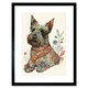 image 1 of Scottish Terrier Dog Flower Pattern Fur Coat 9x7" Black Framed Wall Art Print