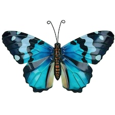 Medium Metal Blue Butterfly Wall Art Garden/Home Ornament 21.5 X 33.5CM