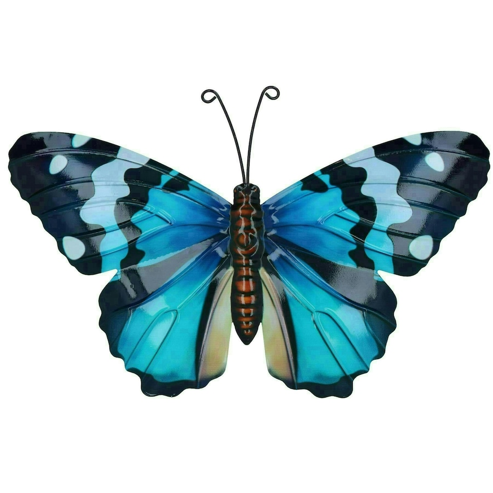 image 1 of Medium Metal Blue Butterfly Wall Art Garden/Home Ornament 21.5 X 33.5CM