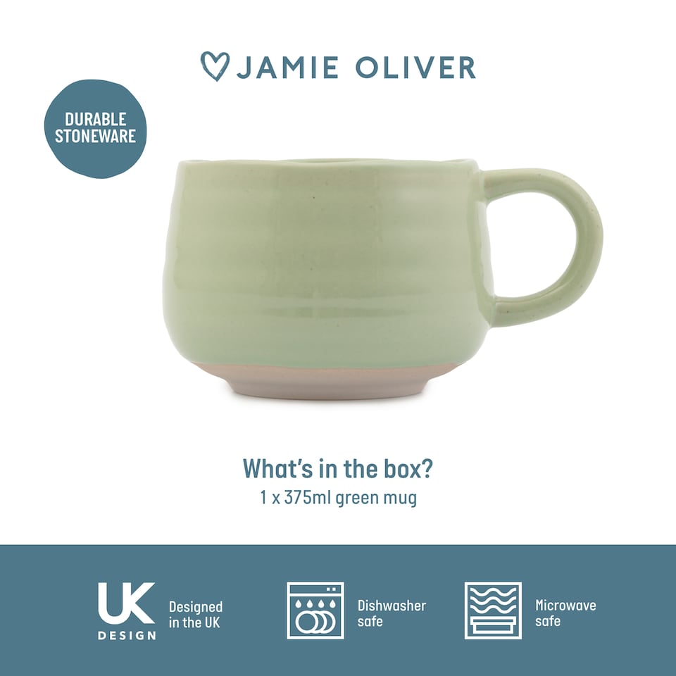 image 1 of Jamie Oliver Big Love Green Stoneware Mugs, Set of 4, 375ml | Green | Green