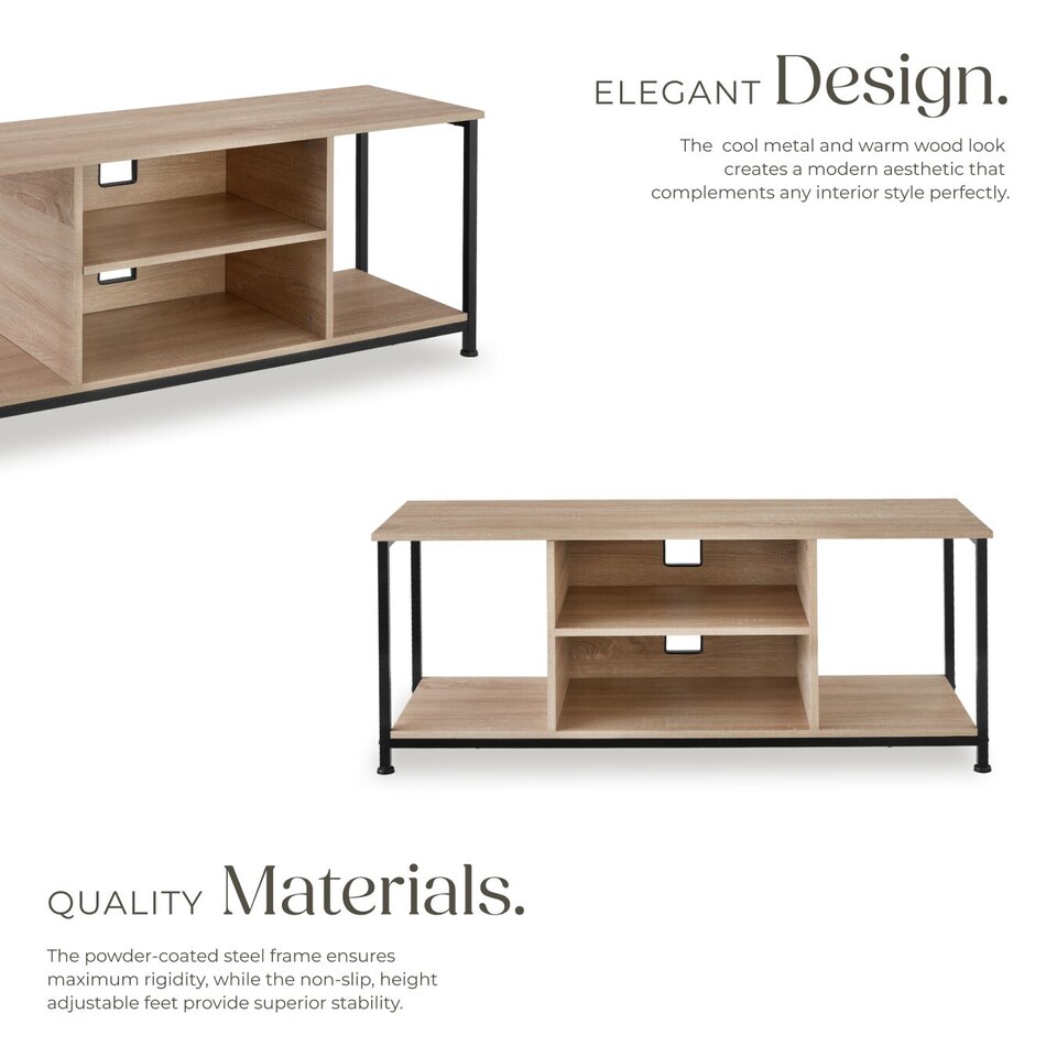 image 1 of TV Stand - lowboard cabinet with 4 compartments, adjustable shelf | Brown | industrial wood light, oak Sonoma | 120 x 40 x 50,50 cm | 1