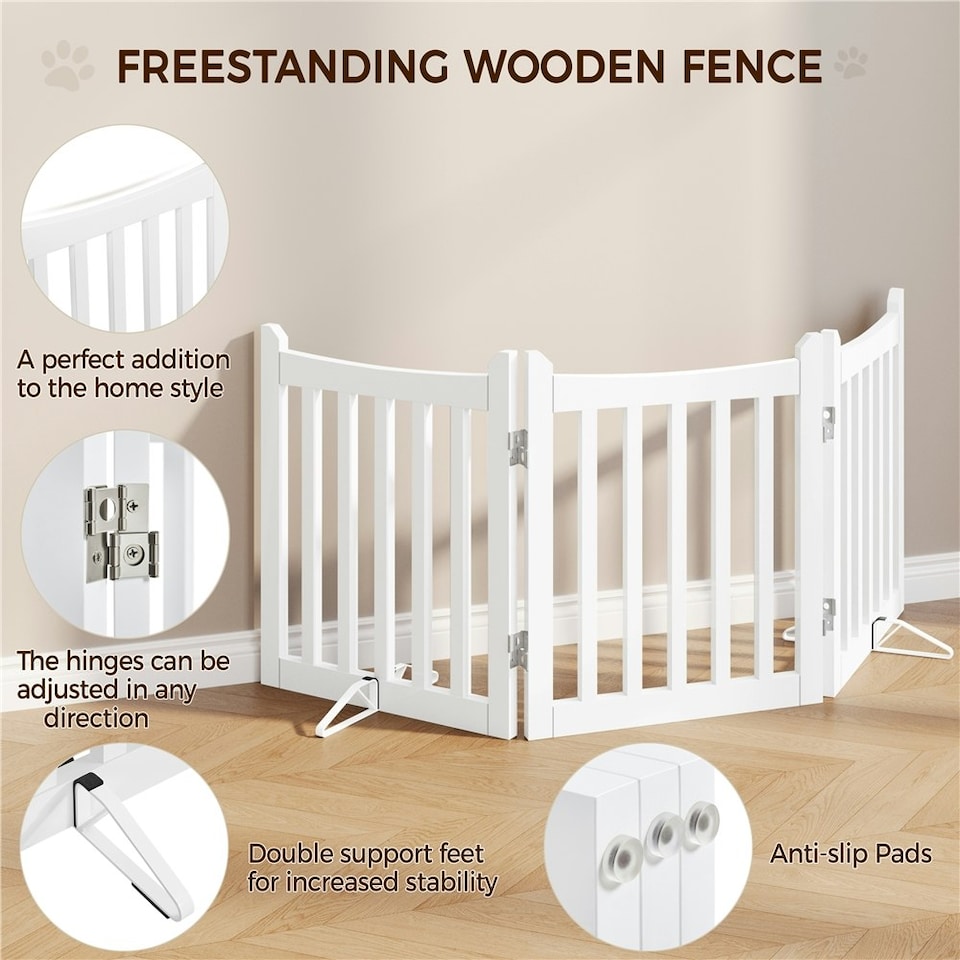 image 1 of Yaheetech 3-Panel Pet Puppy Fence, 50 × 60.5 cm White