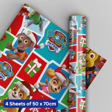 Paw Patrol Christmas 4 Sheets & 4 Tags Gift Wrap