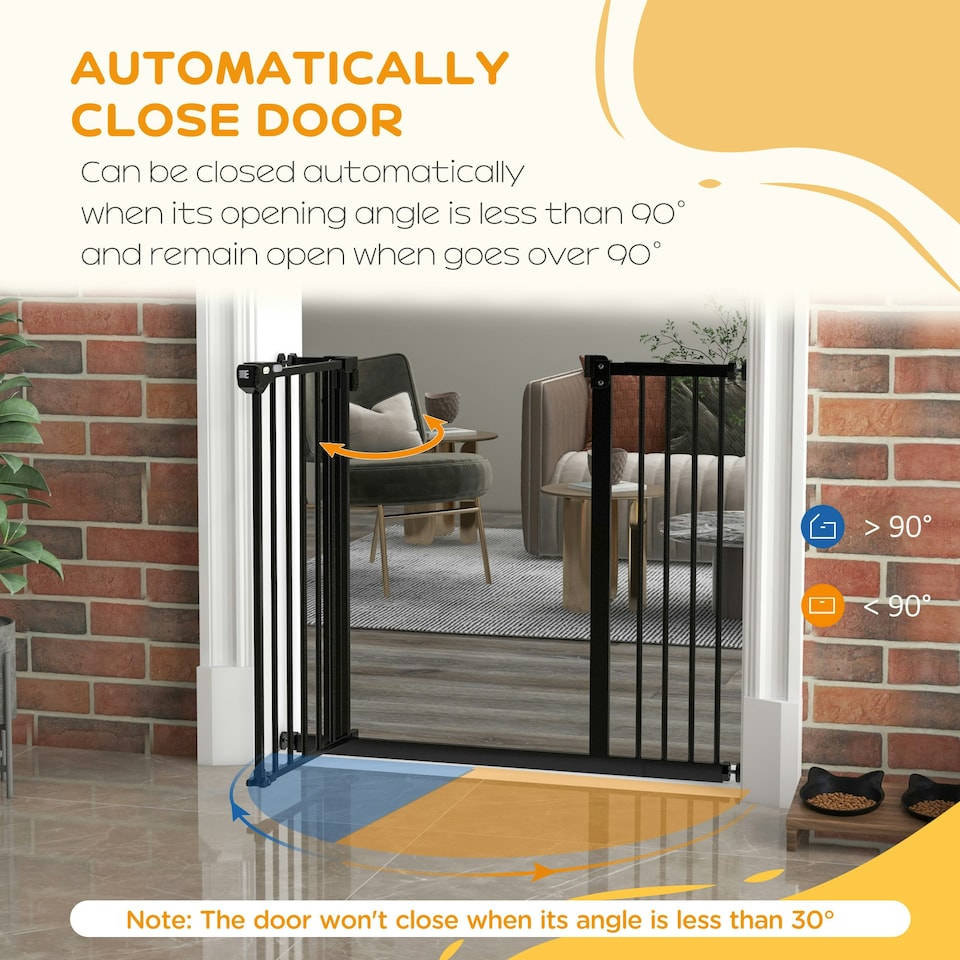 image 1 of PawHut Adjustable Safety Gate w/ 1 Extensions and Four Adjustable Screws, Black