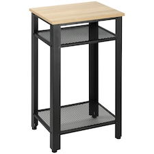 HOMCOM Modern Side Table with 2-Tier Shelves End Table for Bedroom Yellow