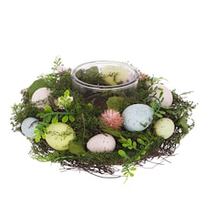 FloralSilk Speckled Egg and Foliage Inspired Easter Candle Holder