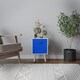 image 3 of White 1-Drawer Cube Shelving Unit with Scandinavian Legs | Blue | Dark Blue & Pine | 1