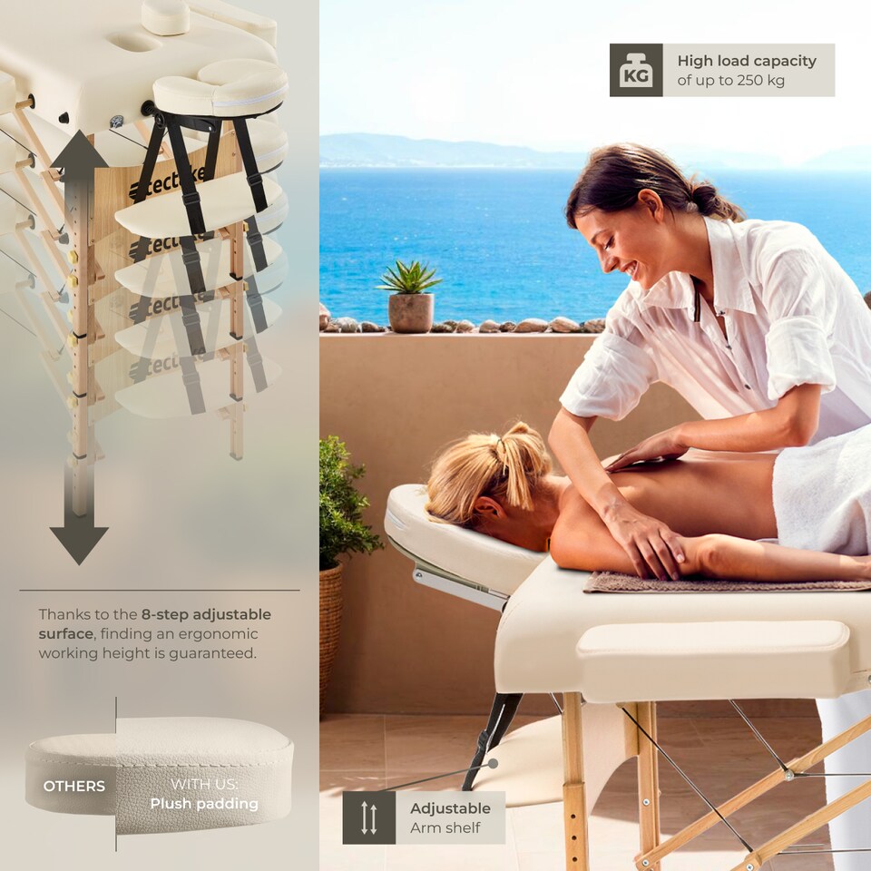 image 1 of Massage Table Set Suman - 2-zone, 7.5 cm padding, including bolsters, bag, head and armrests | Cream | beige | 1