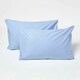 image 1 of Homescapes Blue Cotton Kids Pillowcases 40 x 60 cm 200 Thread Count - 2 Pack Blue