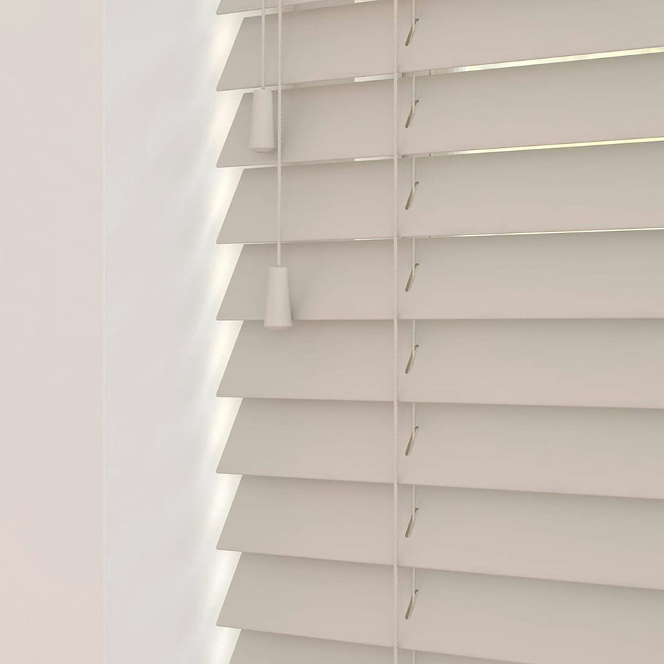 image 1 of 90cm Heather Oak Wooden Venetian Blinds With Strings (130cm drop) | Brown | Brown