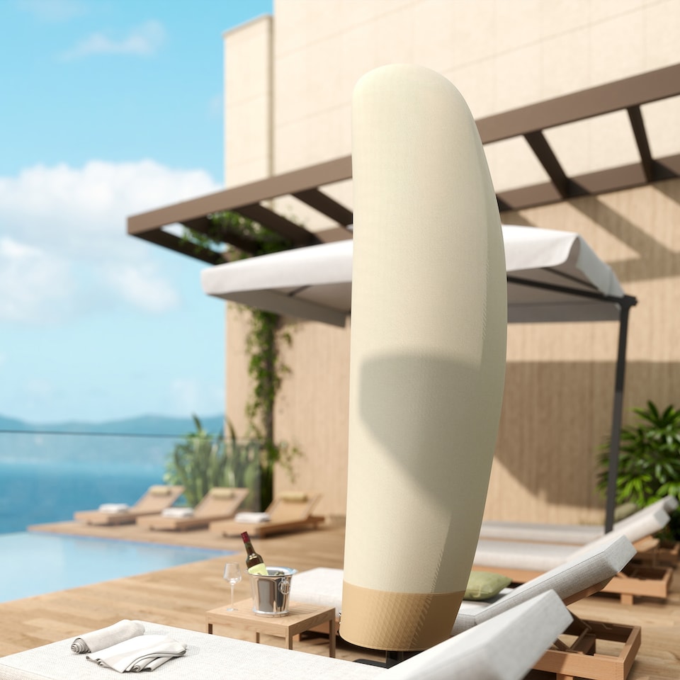 image 1 of Outsunny Parasol Cover, 600D Oxford Cantilever Umbrella Cover Fit for 24m Parasol, Banana Umbrella Protector with Zipper for Outdoor Garden, Patio, White