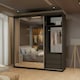 image 3 of Modern Full Mirror 200cm Sliding Door Wardrobe Available in White or Black | Bedroom Storage with Drawers & Hanging Rails Black | 200cm