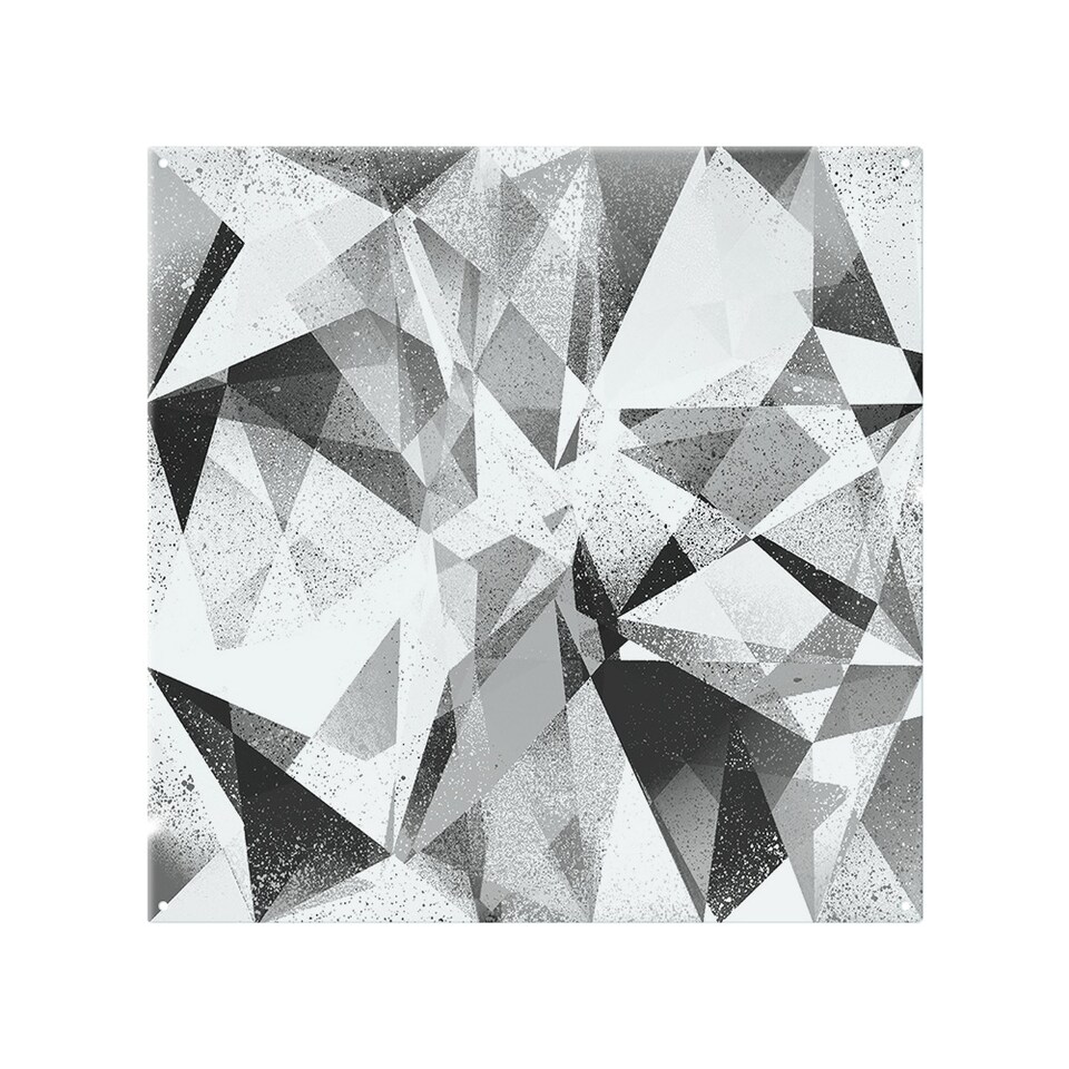 image 1 of Black & White Geometric Grunge Pattern Splash Back | White