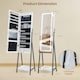 image 2 of COSTWAY LED Standing Jewelry Mirror Cabinet Jewelry Armoire Organizer-White