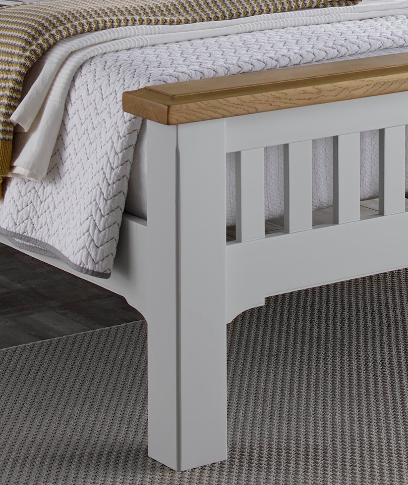 image 1 of 4ft6 Double Real oak & Light Grey Solid,strong,wood bed frame.Wooden bedstead