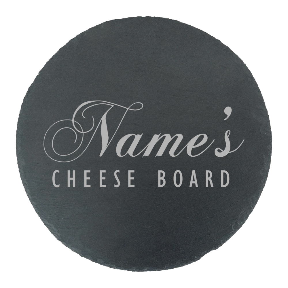Uniqueful Personalised Name's Cheeseboard Design Round Slate Cheeseboard in Black | Size: 1 Pack