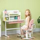 image 2 of HOMCOM Kids Desk and Chair Set with Storage Shelves, Washable Cover - Pink 