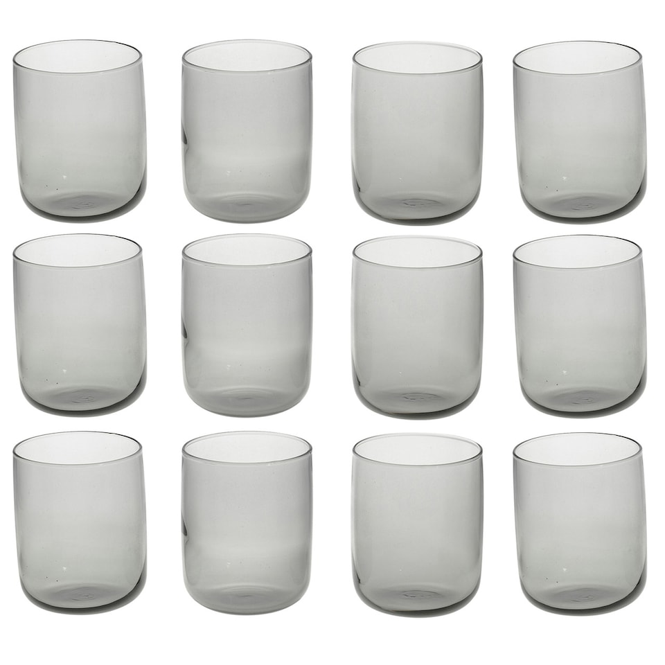 image 1 of Pasabahce 365ml Modern Drinking Coloured Glasses Water Dining Juice Tumbler | Grey | Dark Grey & Set of 12 | Set of 12 | 12