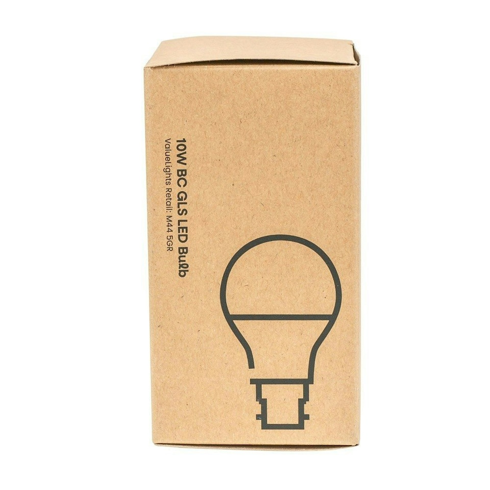 image 1 of ValueLights 10 Pack B22 White Plastic GLS LED 10W Warm White 3000K 800lm Light Bulb