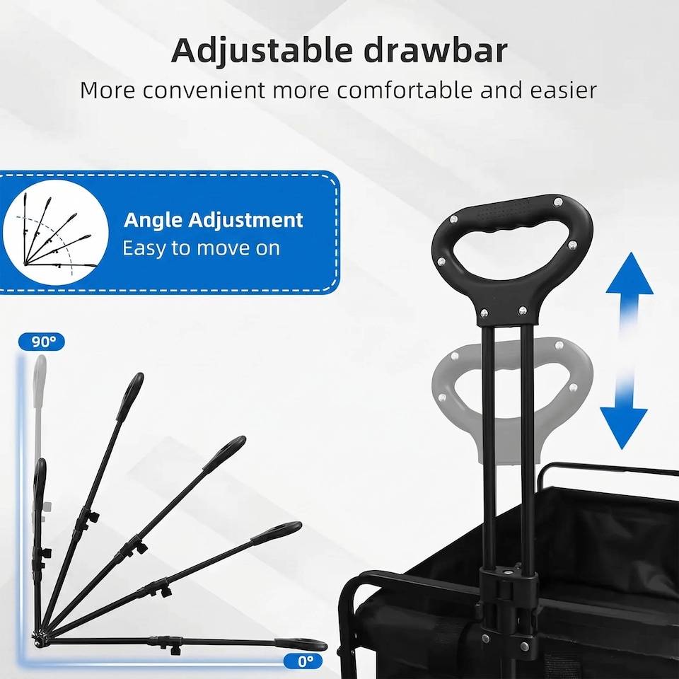 image 1 of Foldable Wagon Cart with Adjustable Handle for Camping Shopping