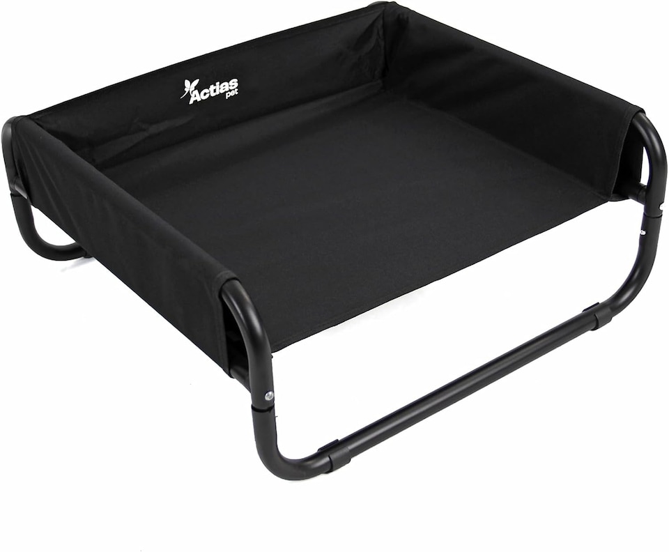 image 1 of Actiaspet Elevated Dog Bed Steel Frame Raised Pet Cot Black or Grey (Black, Small)
