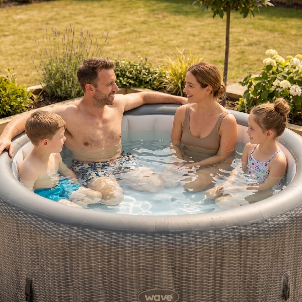 image 1 of Wave Atlantic 6 Person Inflatable Hot Tub, Grey Rattan