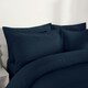 image 3 of OHS Soft Plain Microfibre Duvet Cover and Pillowcase Set, Single - Navy Blue