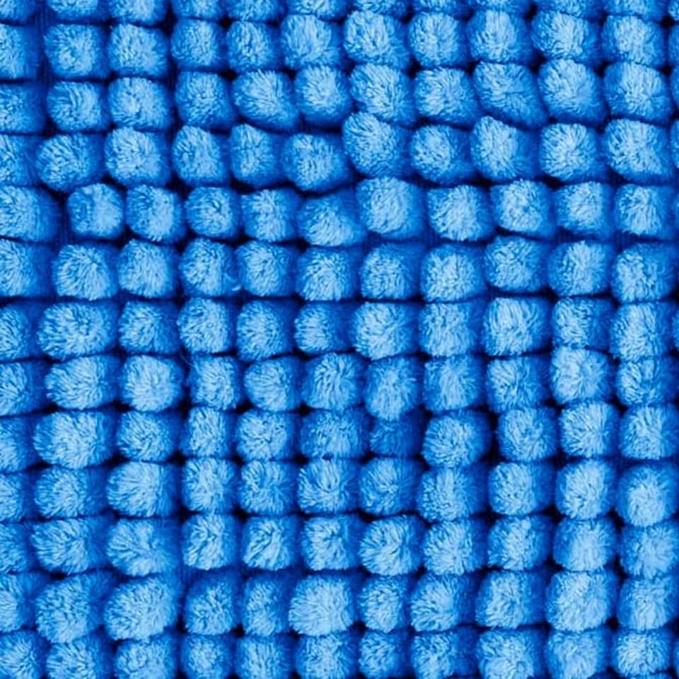 image 1 of Chenille Bobble Non Slip Bath Mat & Pedestal Set | Blue | Cornish Blue